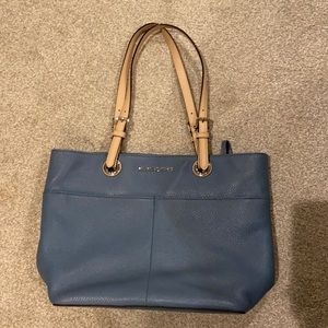 Leather pebbled blue tote